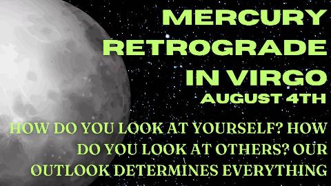 A close render of mercury against a starry sky. There's light green text that reads, 