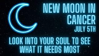 Blue glowing text overtop a starry background that says, 