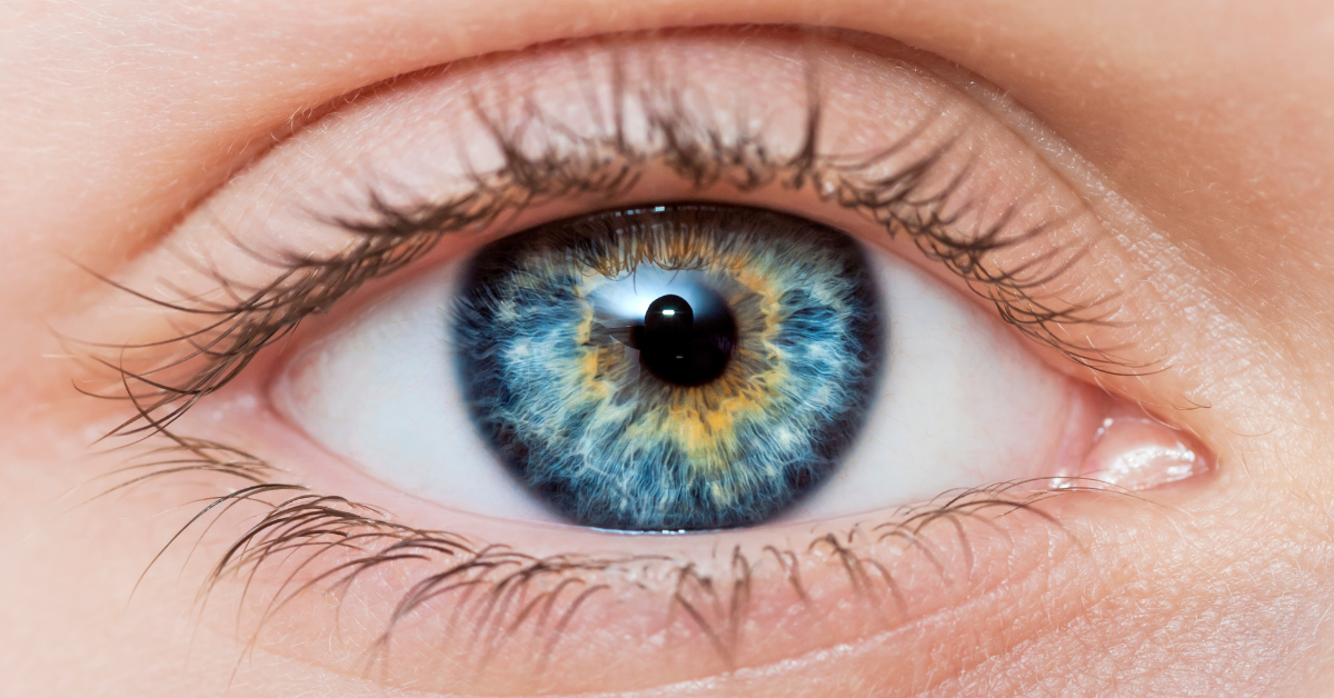 close up of blue eye