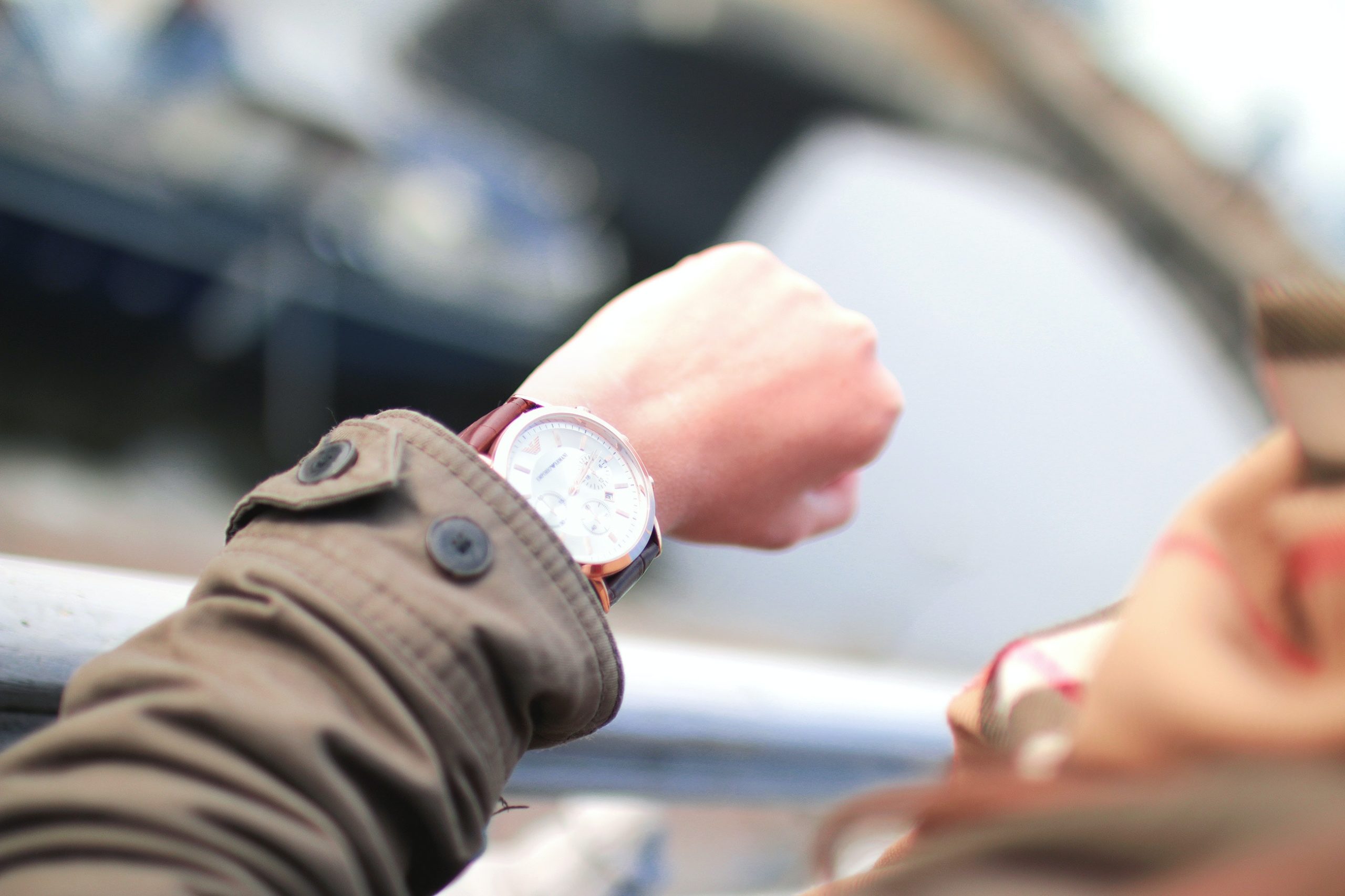 A person's wrist displaying a watch.