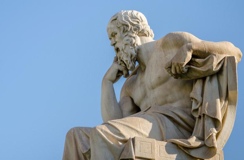 Close Up Statue of the Philosopher Socrates