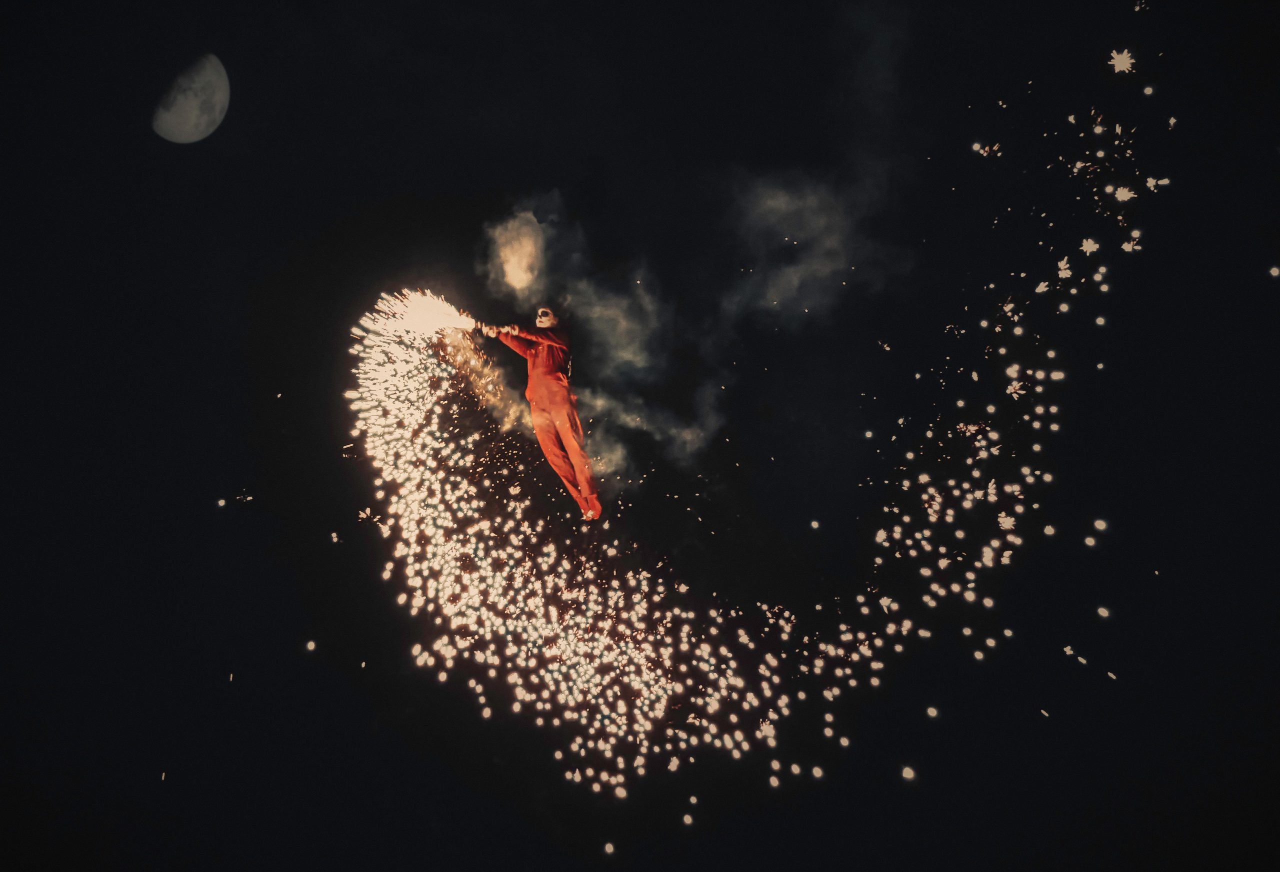 woman rising up to the moon