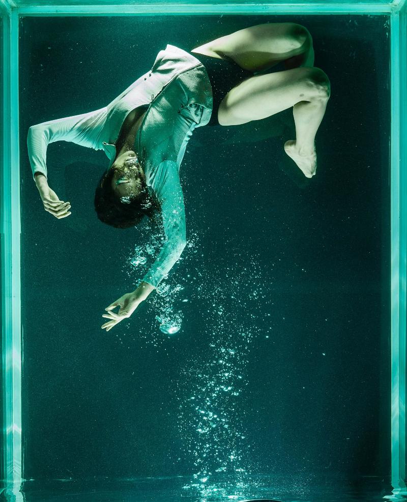 woman falling in water