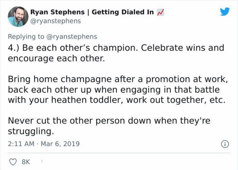 celebrate each others wins tweet
