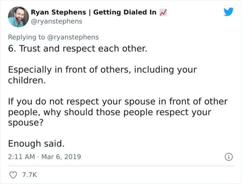 trust and respect each other tweet