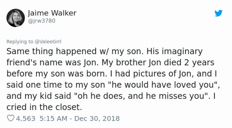 imaginary friend named Jon was mom's brother tweet