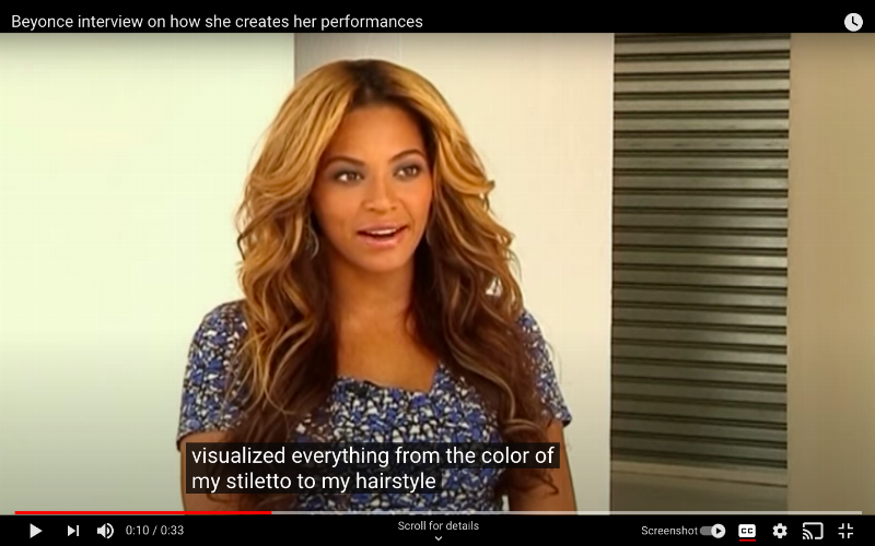 beyonce talks about visualizations in interview