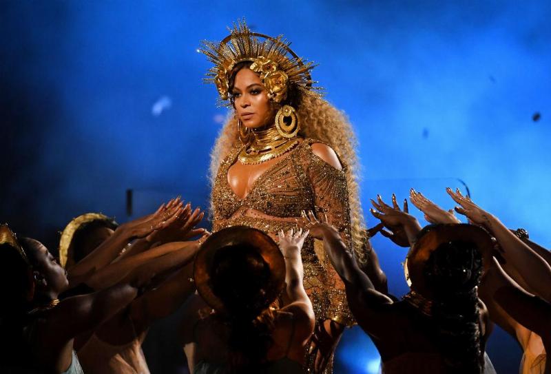 Beyonce performing as a goddess