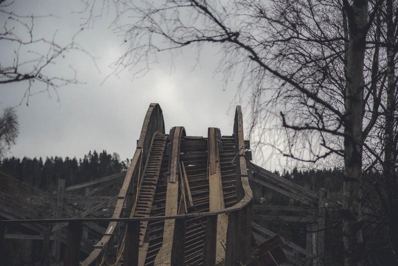 empty wooden rollercoaster
