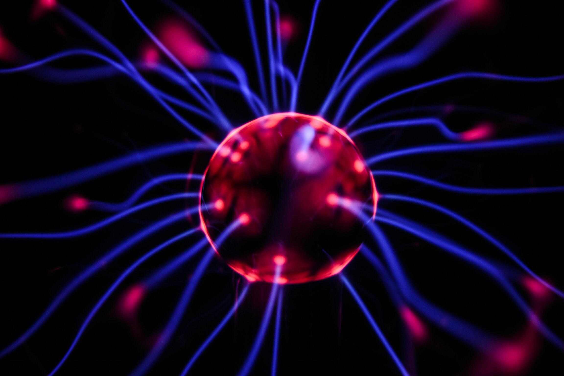 A ball of energy with electricity beaming all over the place.