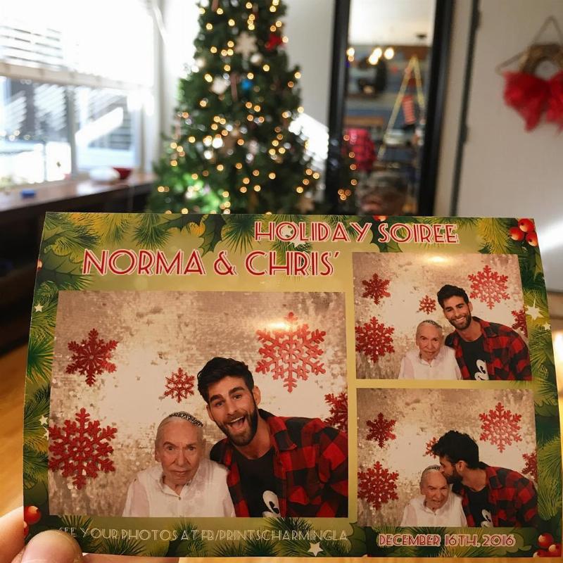 Chris and Norma pose for Christmas picture card