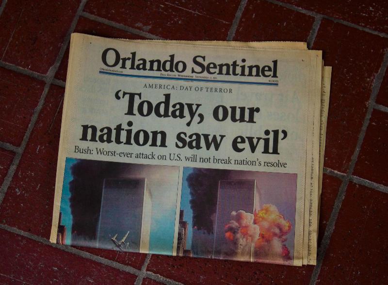 Orlanda Sentinel newspaper with headline 