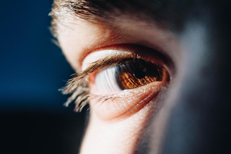 close up of man's brown eye