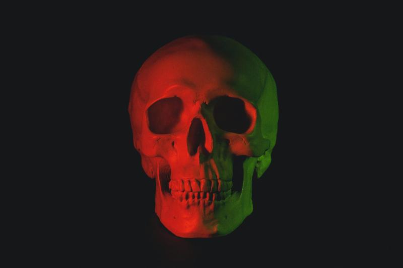 skull in red lighting