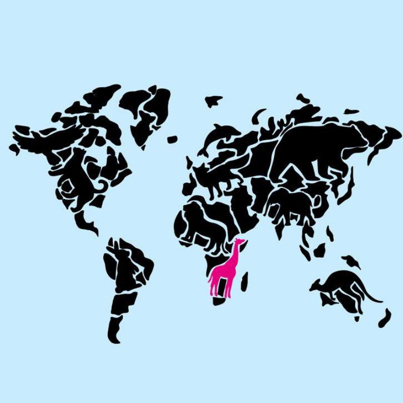 world giraffe with fish in pink