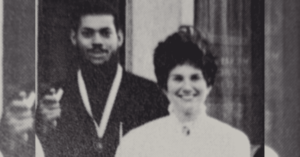 black and white photo of couple