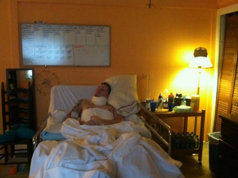 Matt in hospital bed at home