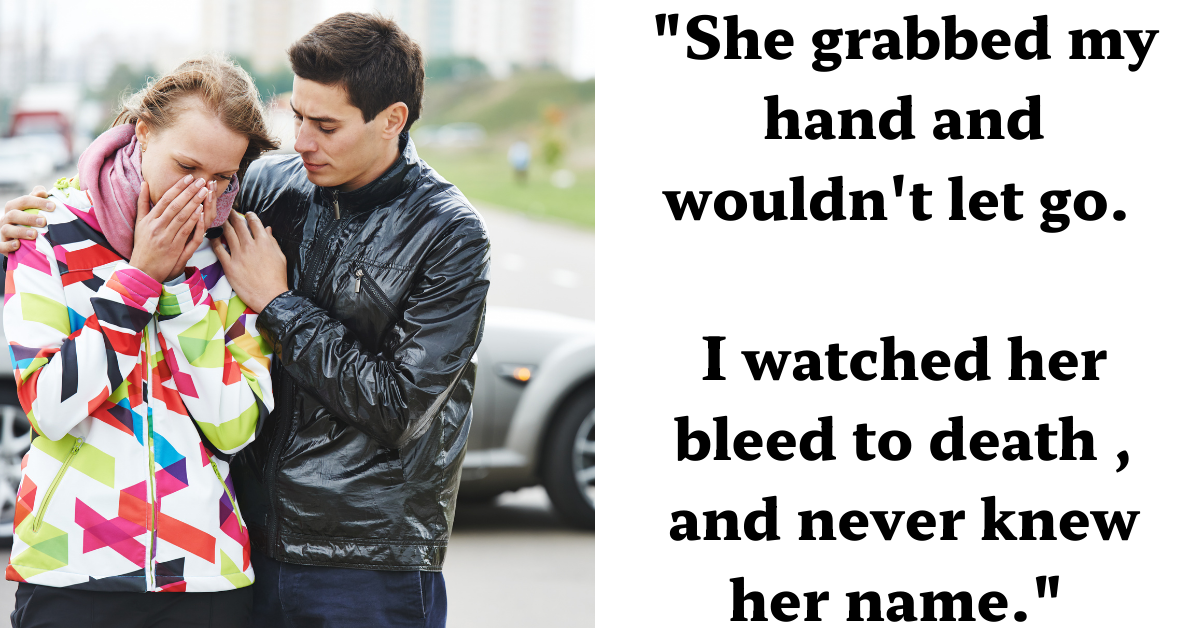 man consolling woman by car