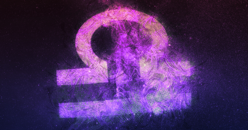 Libra sign in purple background symbol