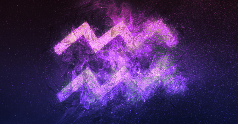 Aquarius sign in purple background symbol