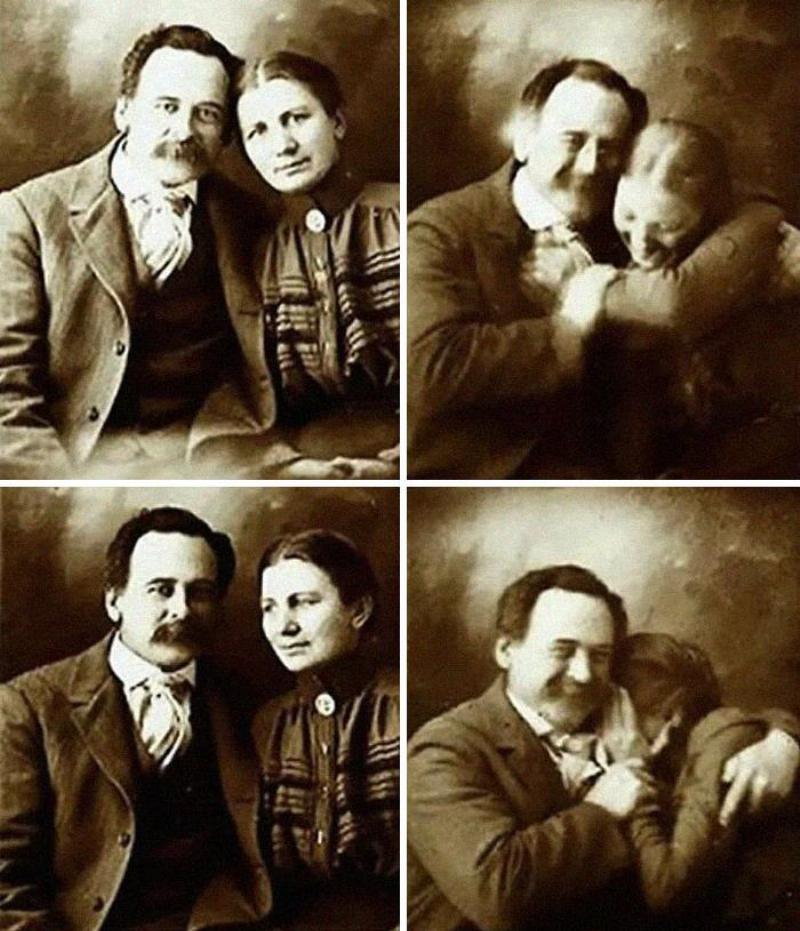 man and woman take protrait photos laughing