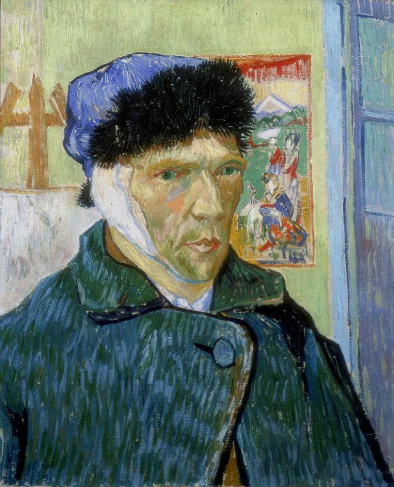 CIRCA 1754: Self-Portrait with Bandaged Ear 1889. Vincent Van Gogh (1853-1890) Dutch Post-Impressionist artist.