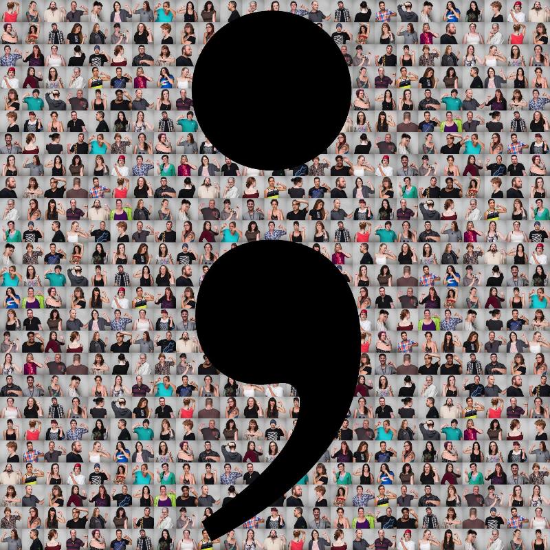 semi colon over collage of people showing off their tattoos of it