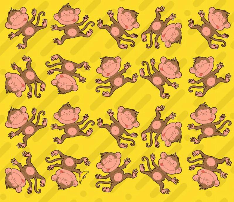 monkeys all over a yellow backgrund