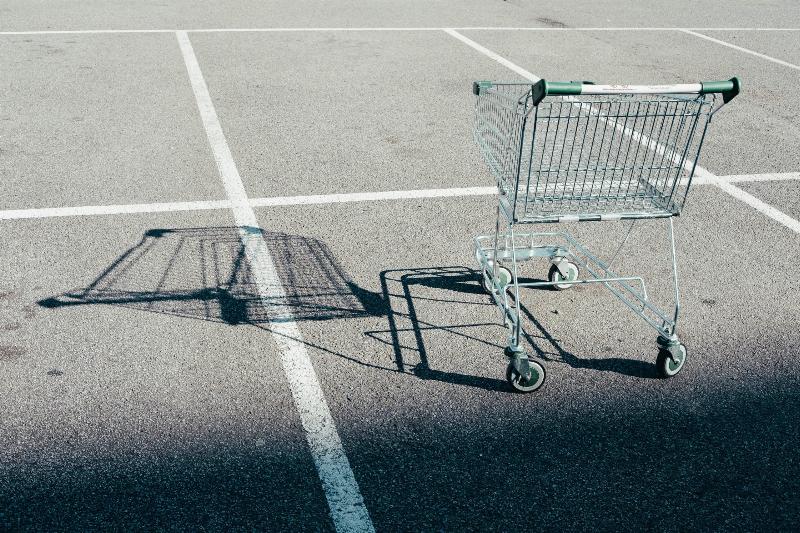 parked shopping cart