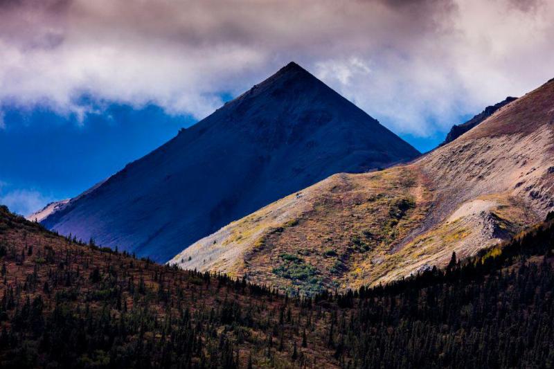 Triangular Pyramid Mountain, Denali National Park, Alaska seen from near Polychrome Incline.