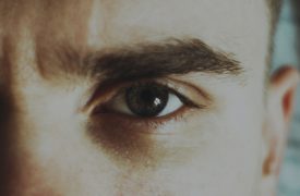 close up of brown eye