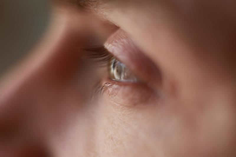 close up of woman's teary eye