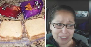 lunch on the left and Josette crying on the right